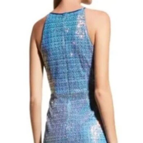 Aidan Mattox Formal Sequin Halter Mini Dress with Cutout Size 2 Marine Blue NWT - Picture 3 of 16